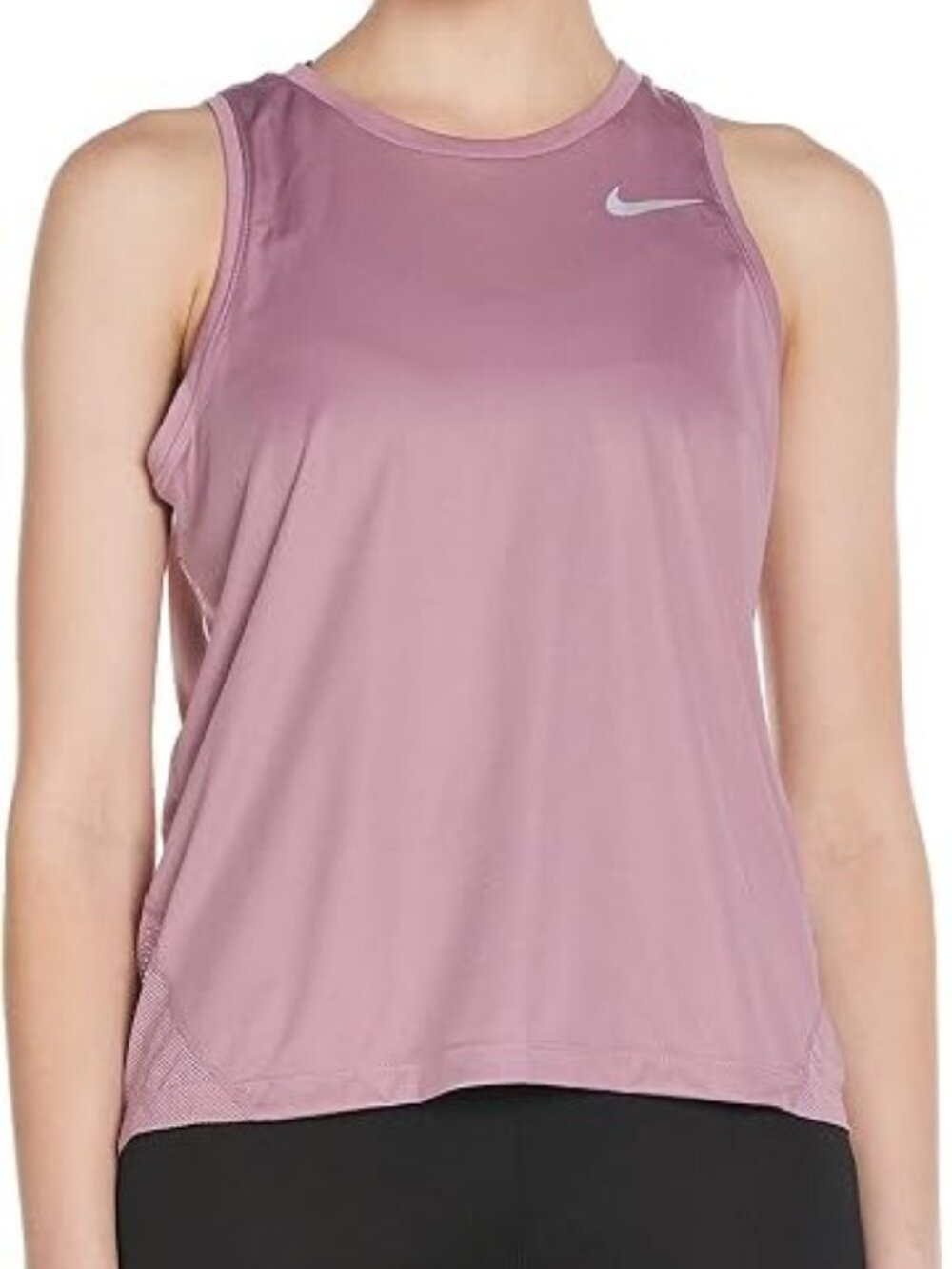 Nike Dri-FIT Miler Running Tank Top Dusty Pink Mauve Mesh Back